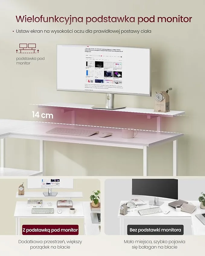 Ergonomiczna podstawka pod monitor na biurku Vasagle