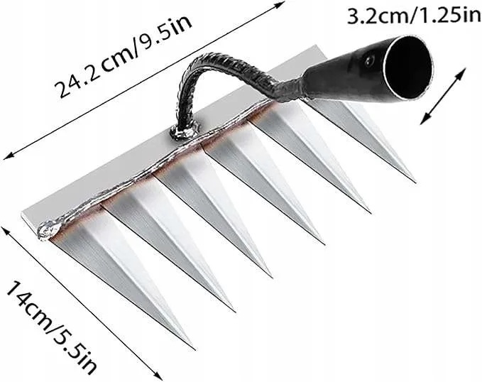 Wymiary głowicy grabi 6-zębnych 24,2 cm x 14 cm